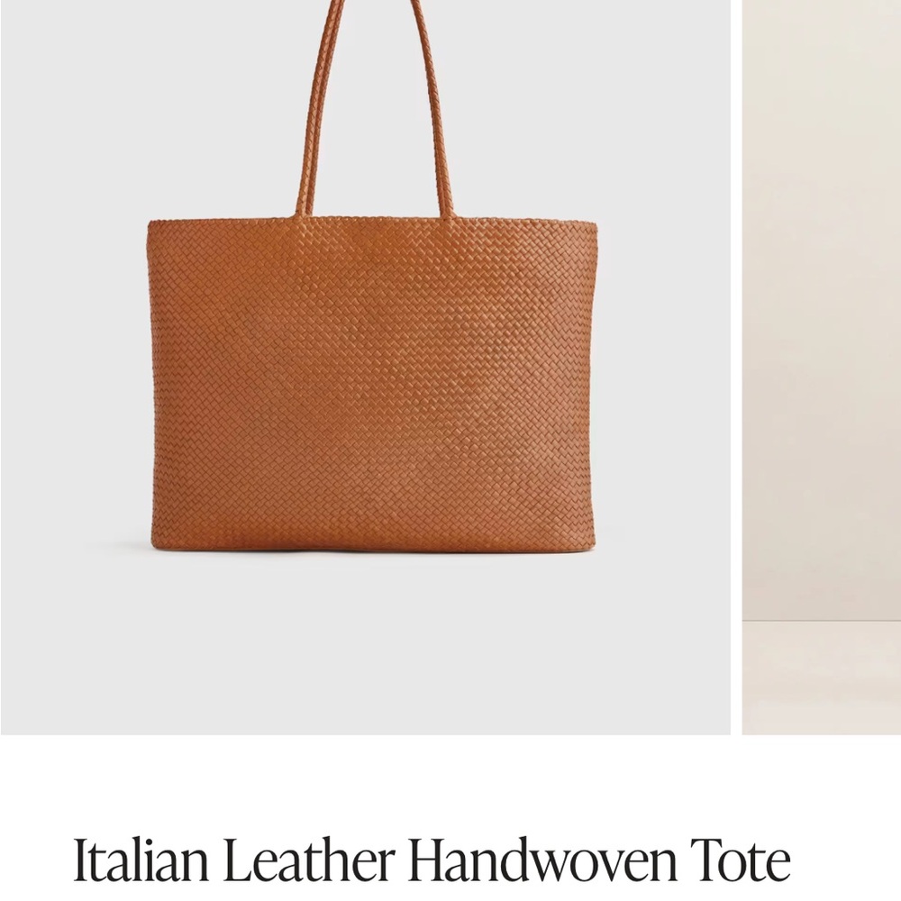 Like New- Italian Leather Handwoven Tote - Cognac